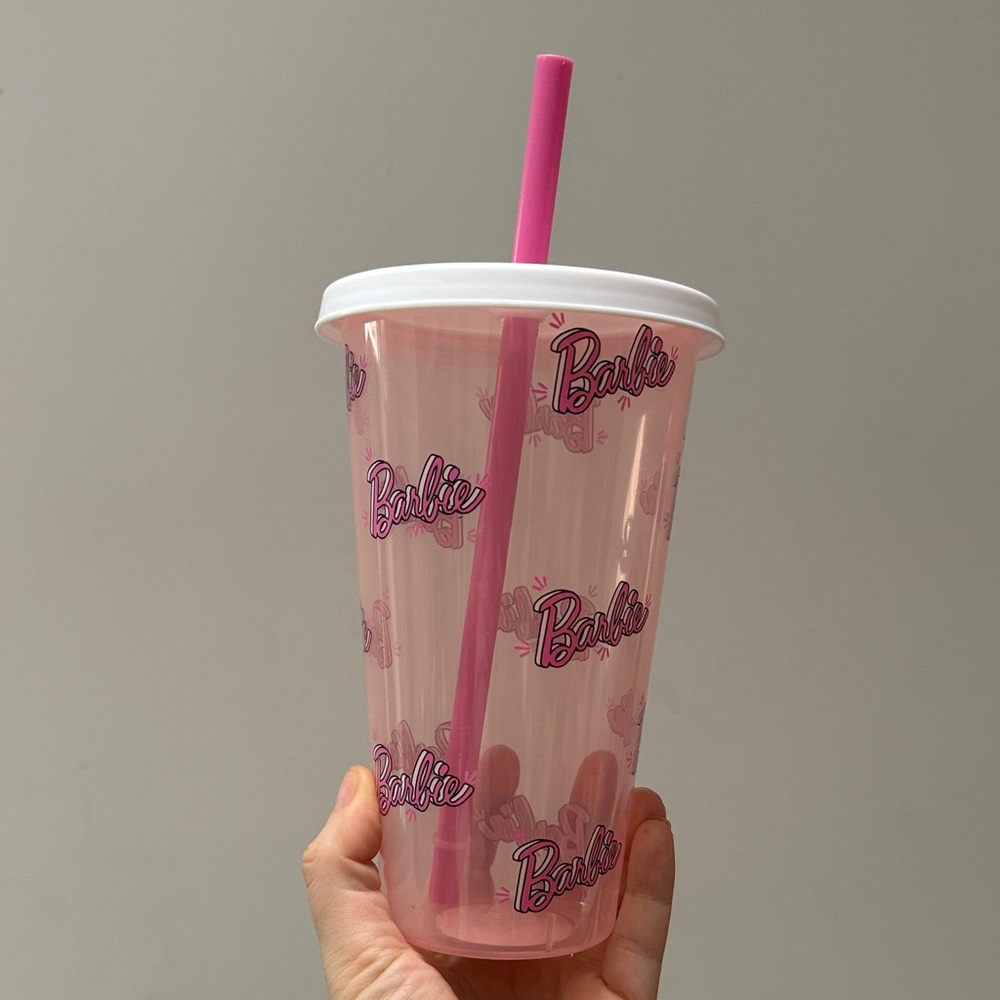 Barbie Pink  tumblr Cup with Straw new